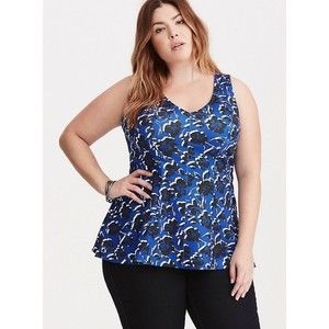 Torrid Floral Print V-Neck Peplum Top